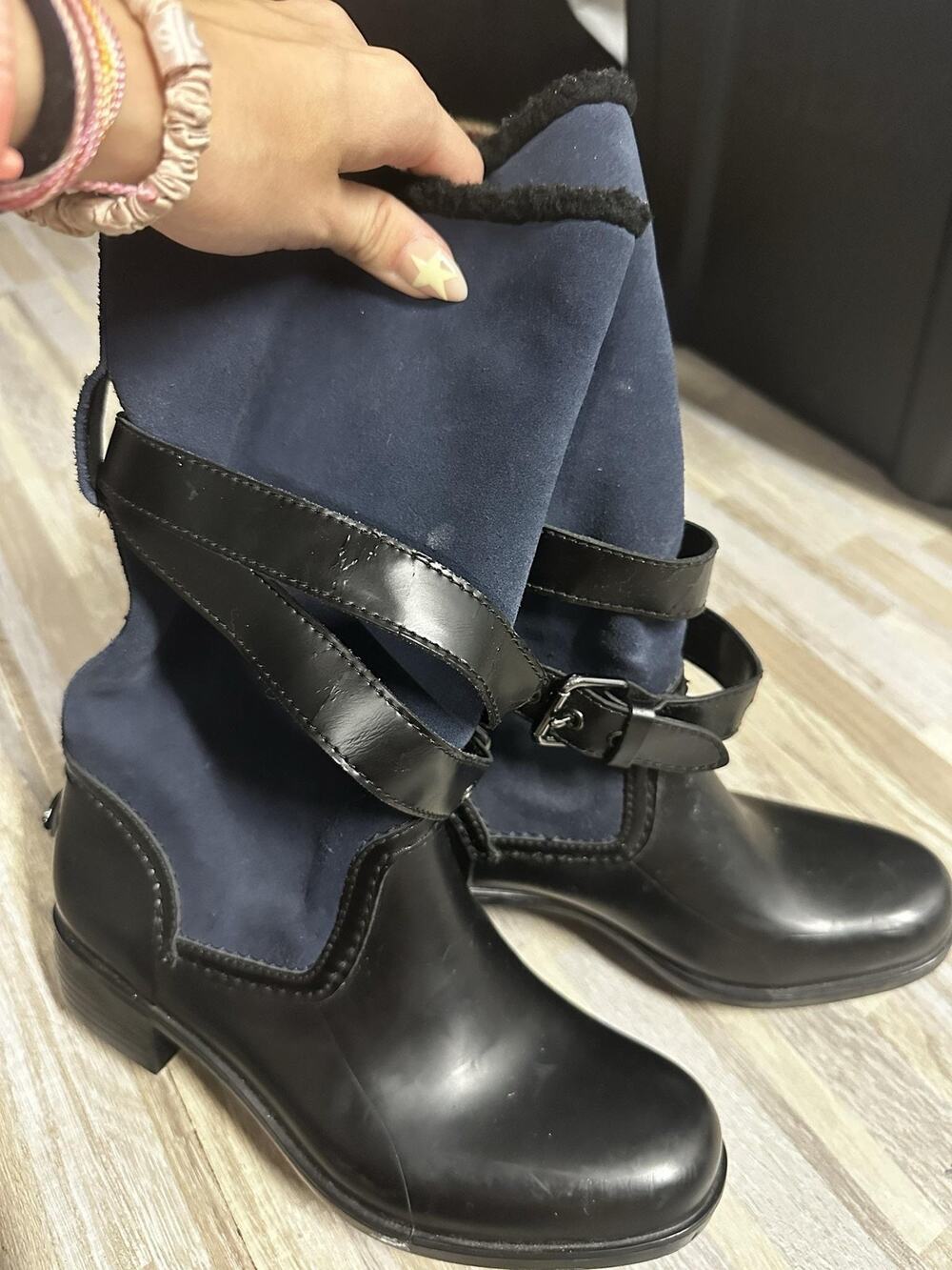 Coach Zena Mid Calf Rain Boots Womens Size 7 Black